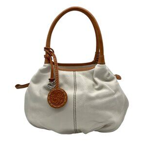 Brighton Tatum White Leather London Groove Hobo Style Bag